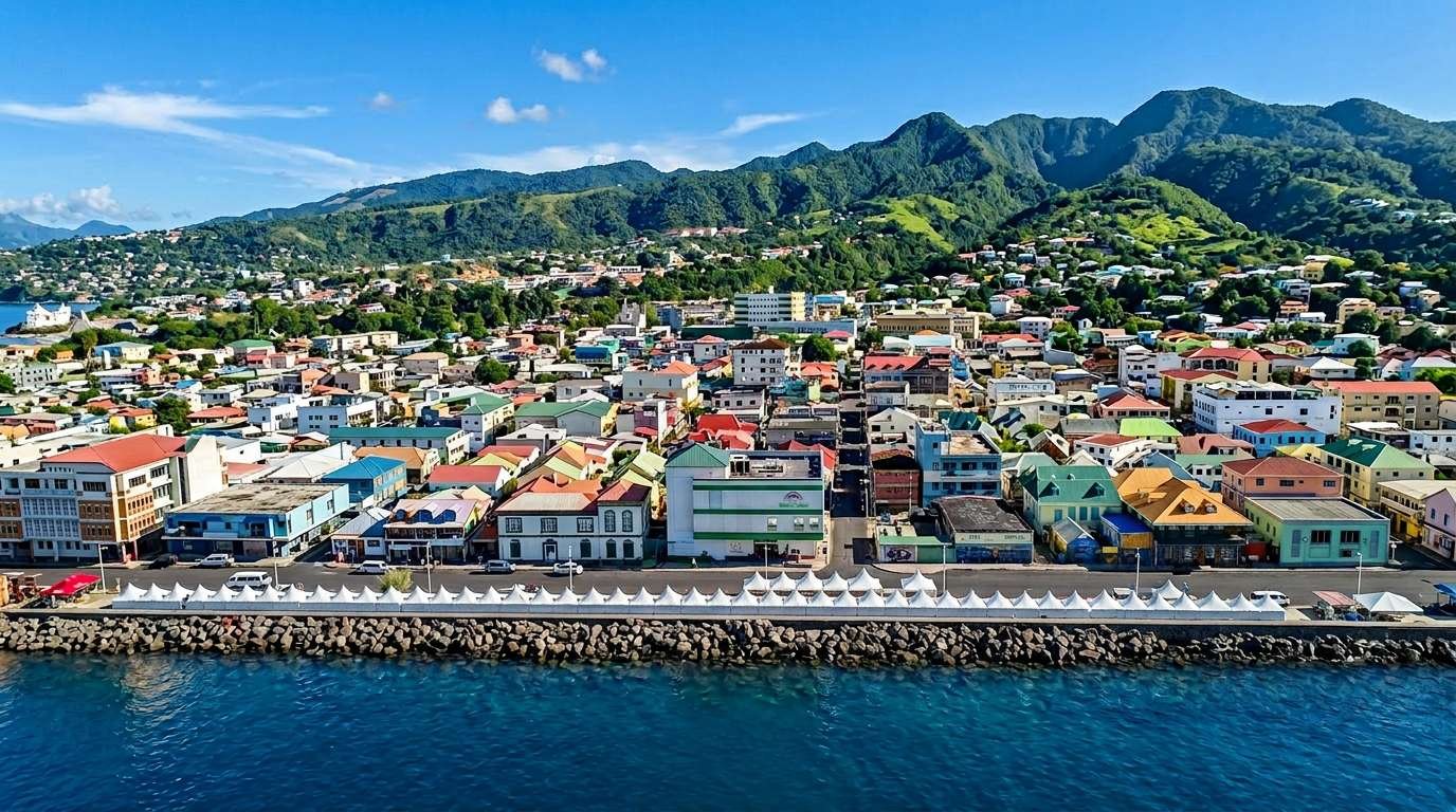 Roseau and the mountains of Dominica
